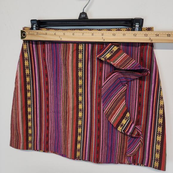 Lucca Couture Bohemian Striped Mini Skirt Size M Multicolor Knit Ruffle Hippie - Picture 7 of 10